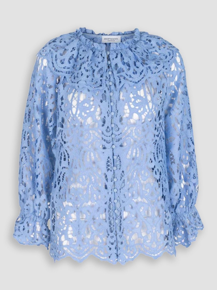 Women Hofmann Copenhagen Tops And Blouses | Maya, Woven Open Worked Blouse Blue