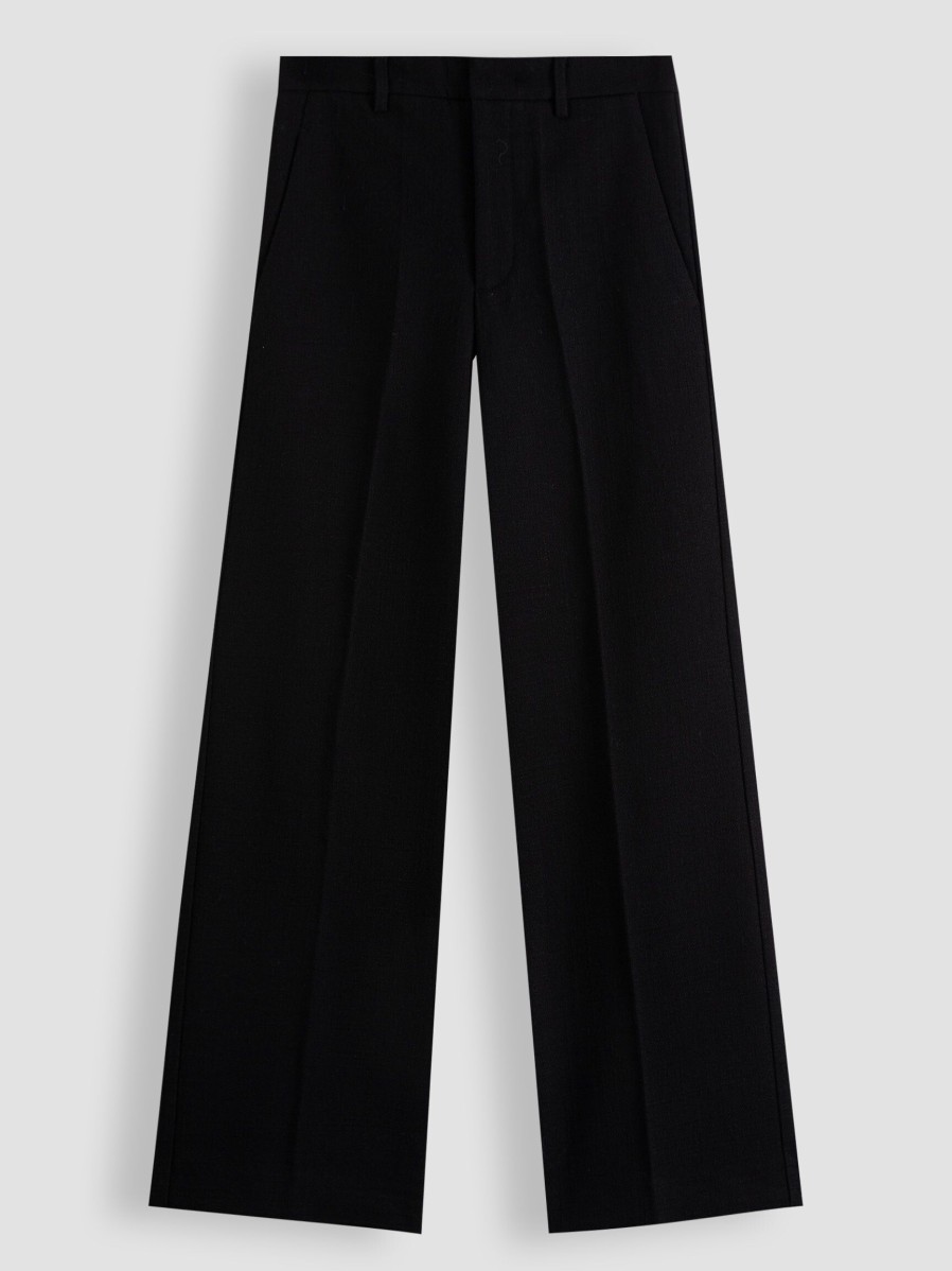 Women Graumann Pants And Jumpsuits | Selma, Cotton Mix Wide Leg Trousers Black