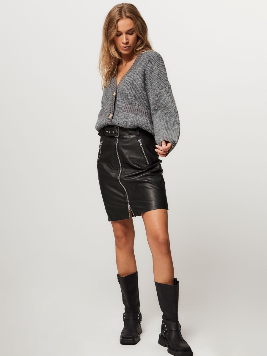 Women Co'Couture Skirts | Phoebe, Leather A-Line Skirt Black