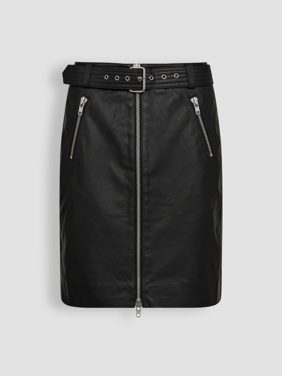 Women Co'Couture Skirts | Phoebe, Leather A-Line Skirt Black