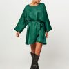 Women Sea Me Happy Dresses And Tunics | Soraya, Woven Shiny Dress Dark Green