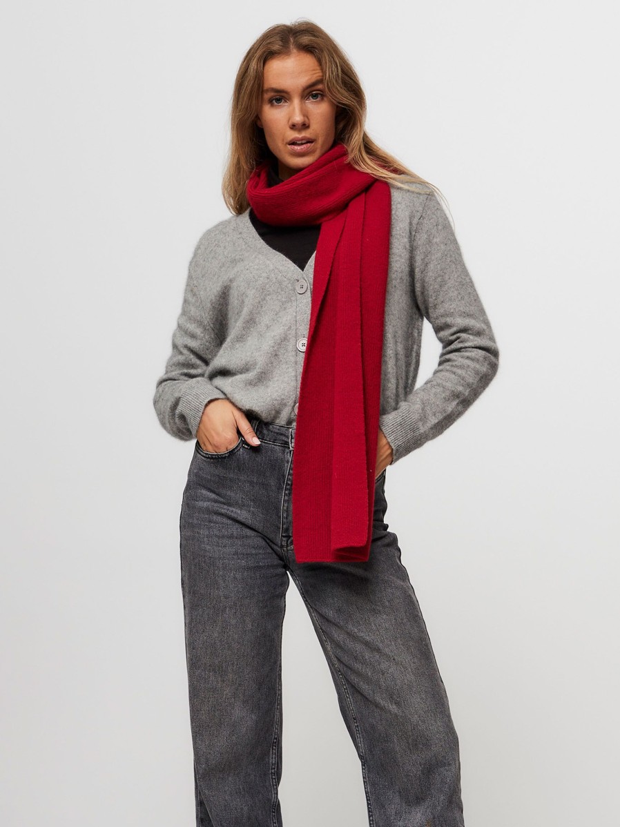 Women Le Bonnet Scarves | Wool Mix Scarf Red