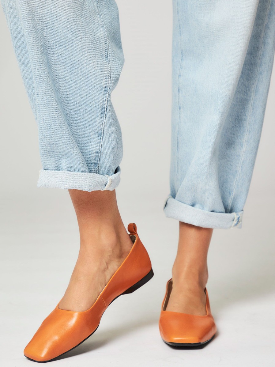 Women Vagabond Shoemakers Ballet Flats And Loafers | Delia, Leather Ballerinas Orange