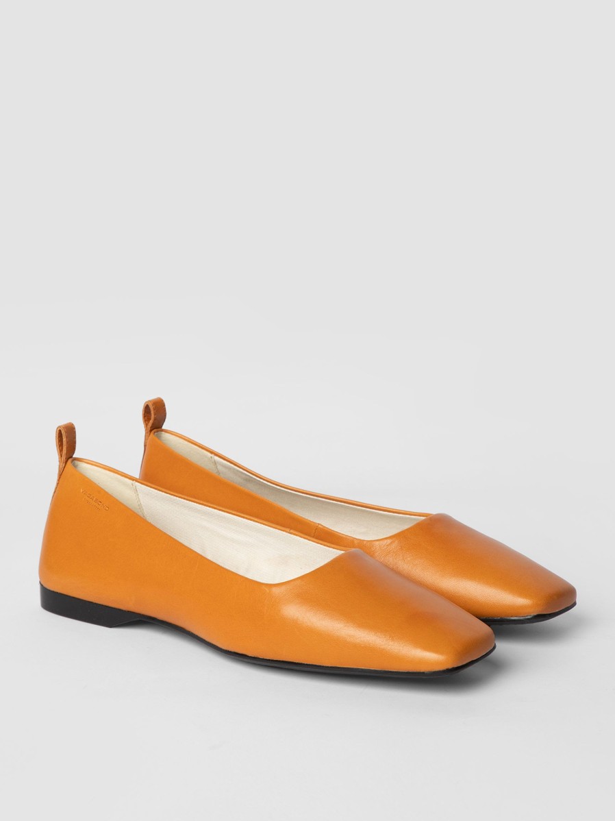 Women Vagabond Shoemakers Ballet Flats And Loafers | Delia, Leather Ballerinas Orange