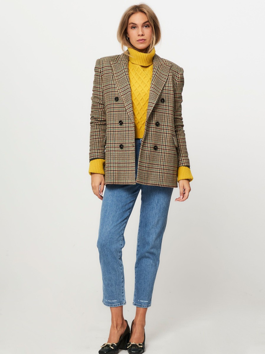 Women Dante 6 Blazers And Jackets | Vellum, Wool Mix Pied De Poule Blazer Sand