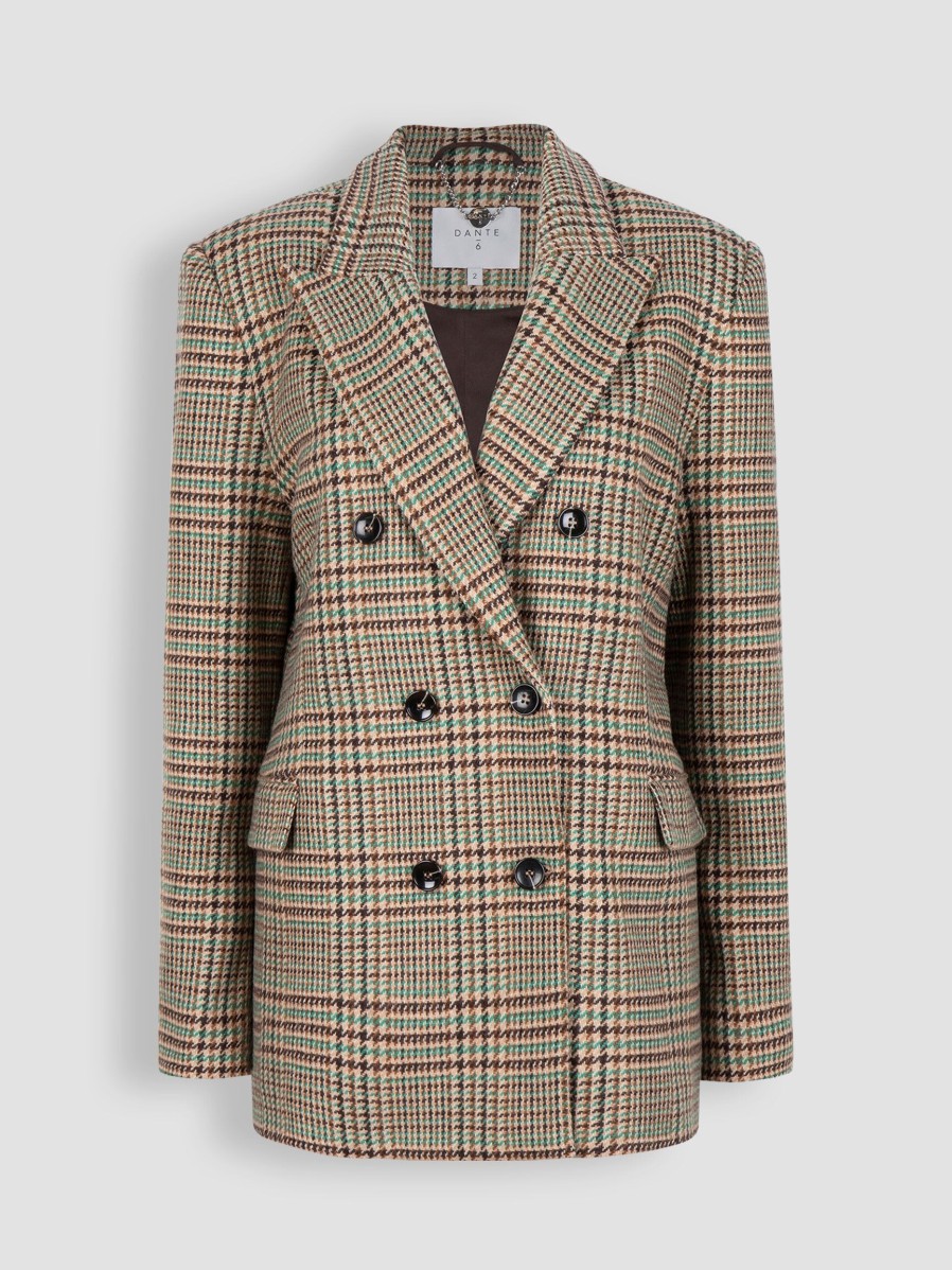 Women Dante 6 Blazers And Jackets | Vellum, Wool Mix Pied De Poule Blazer Sand