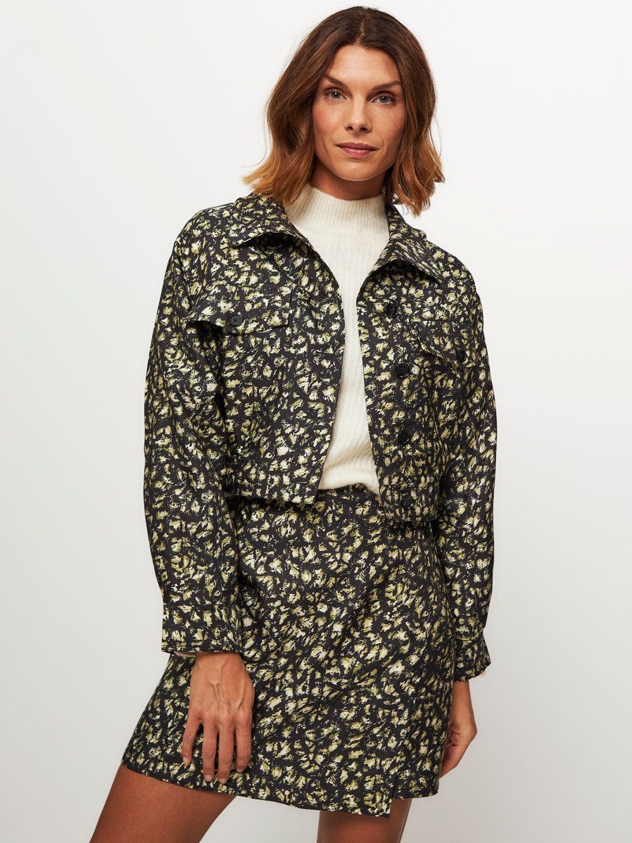 Women Second Female Blazers And Jackets | Kirsten, Woven Jacket With Print Black