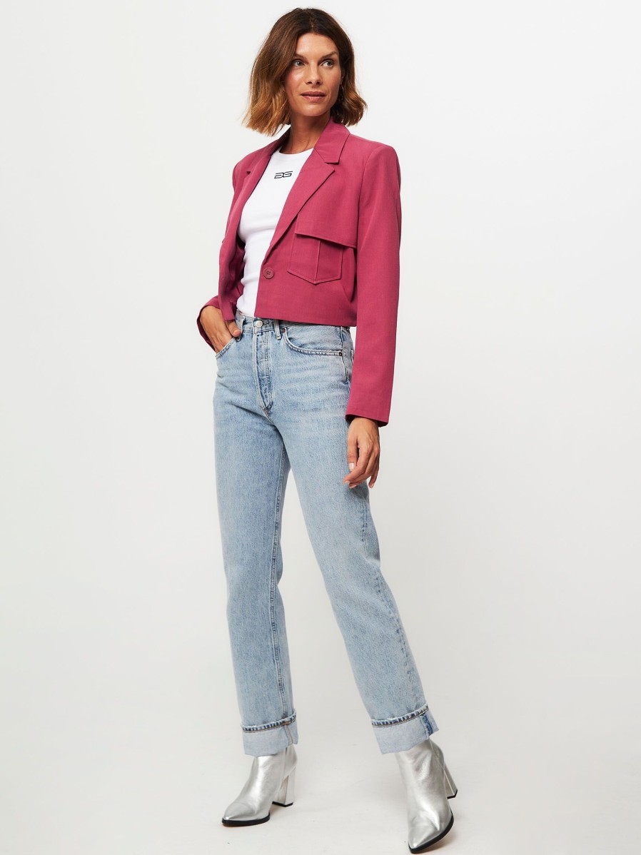 Women Freebird Blazers And Jackets | Xanne, Viscose Mix Cropped Blazer Dusty Pink