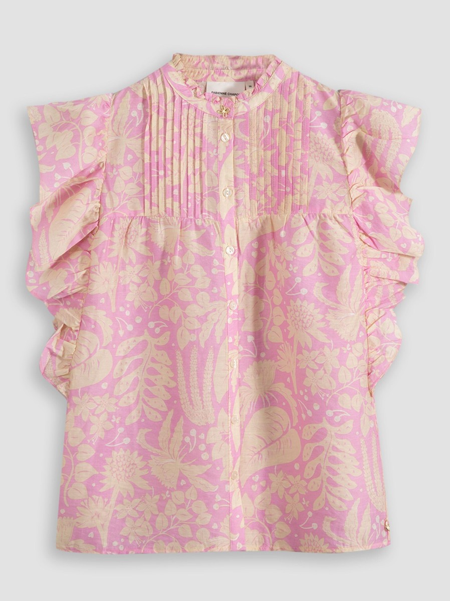 Women Fabienne Chapot Tops And Blouses | Bibi, Viscose Mix Blouse With Print Pink