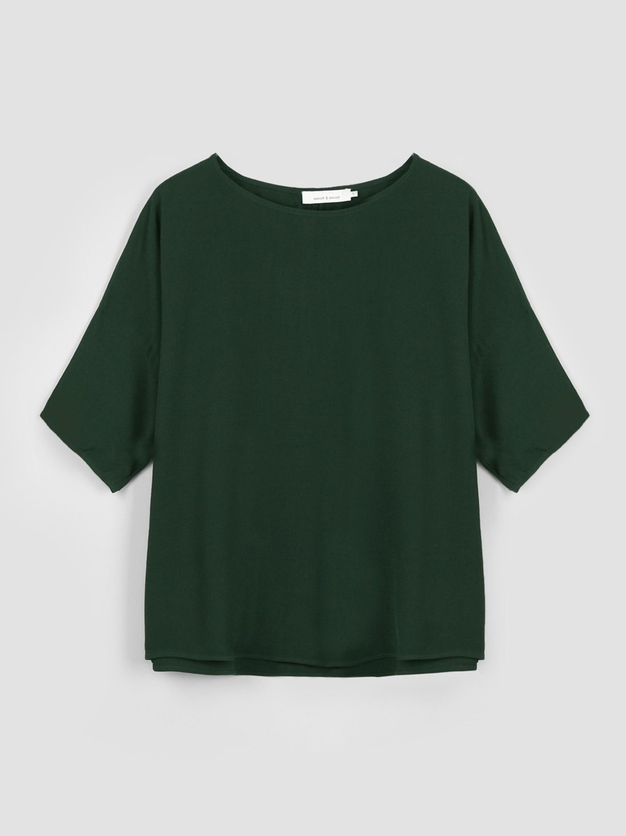 Women Samsoe Samsoe Tops And Blouses | Mains, Viscose Top Dark Green