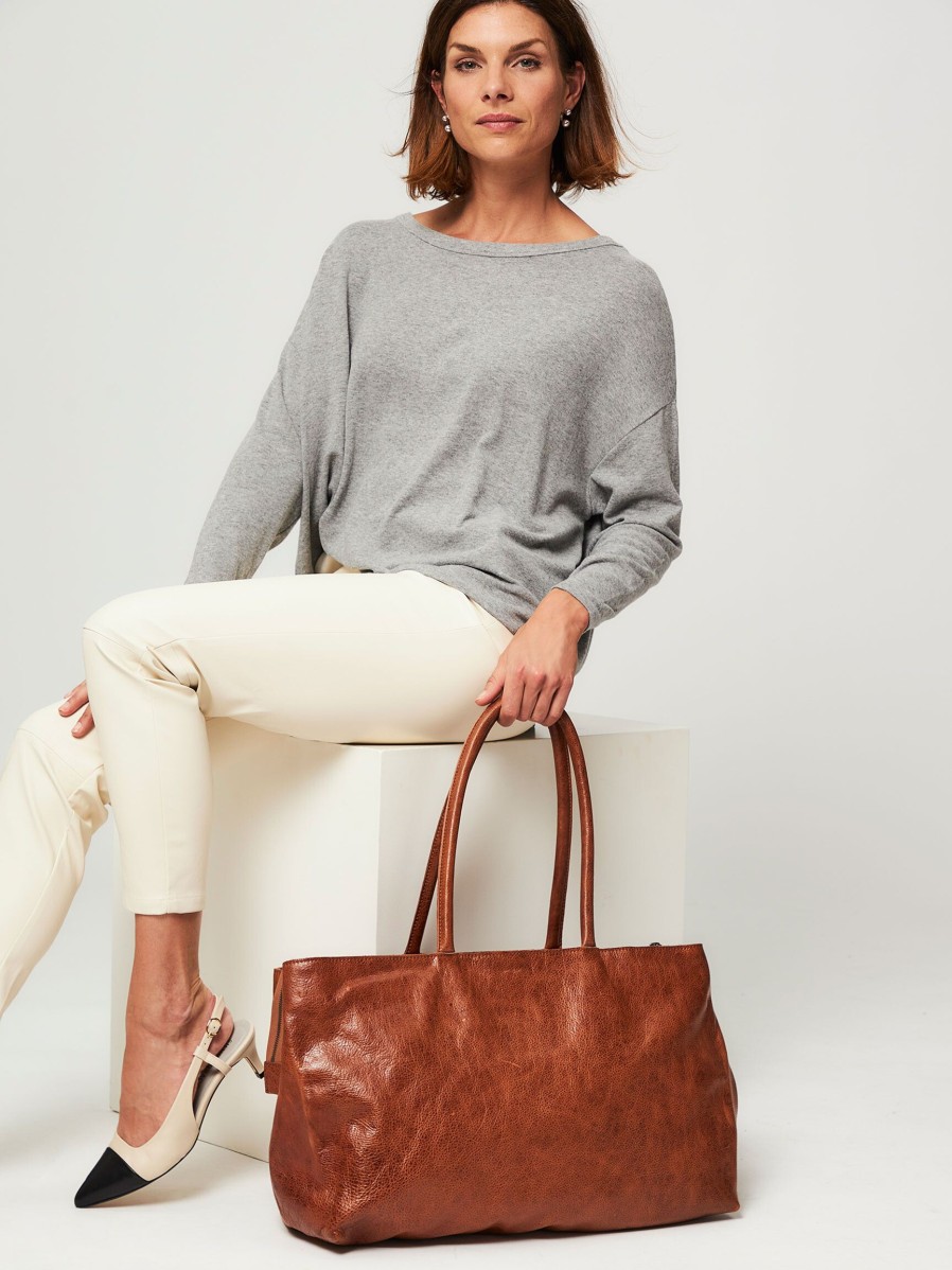 Women Ellen Truijen Bags | Rock The Weekend, Leather Shopper Cognac