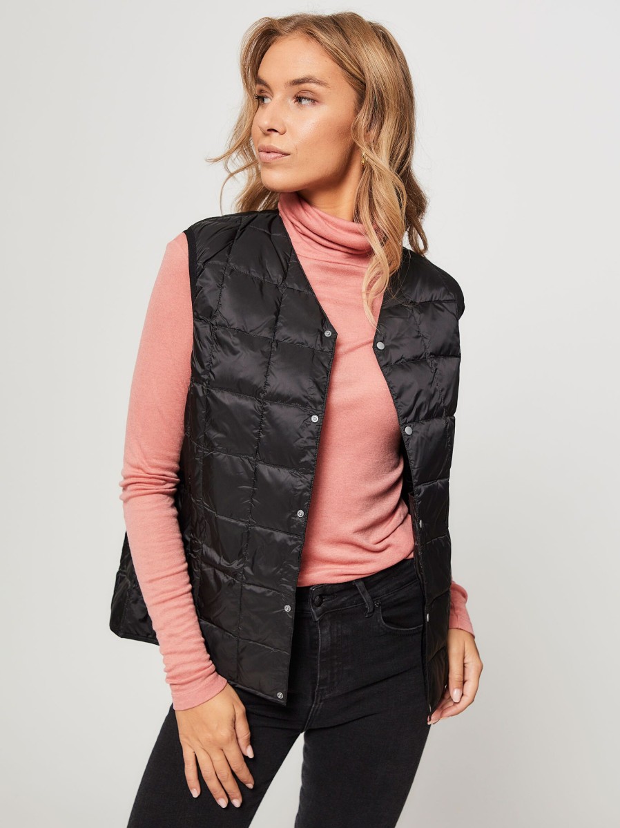 Women Taion Outerwear | Woven Padded Bodywarmer Black