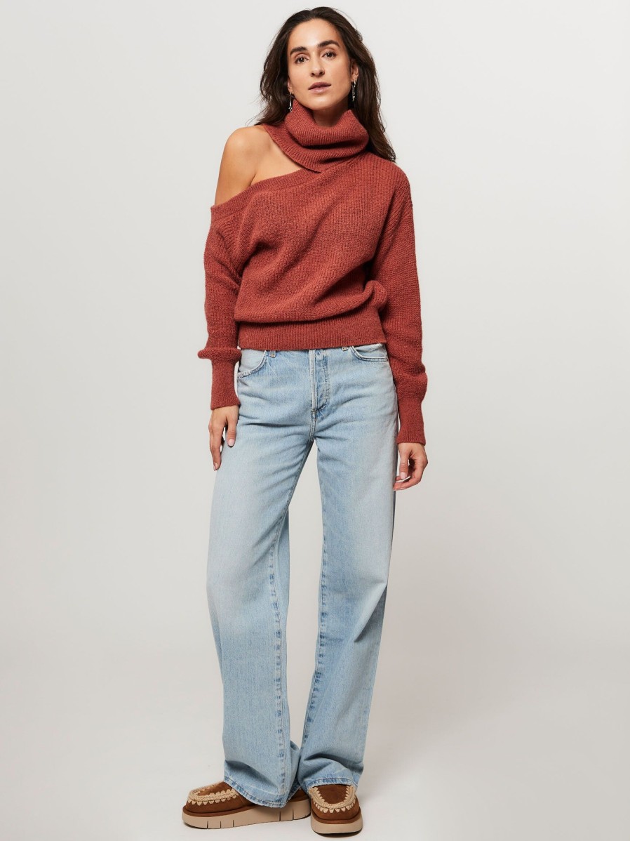 Women Essentiel Antwerp Sweaters And Cardigans | Effectif, Alpaca Mix Turtleneck Stone Red