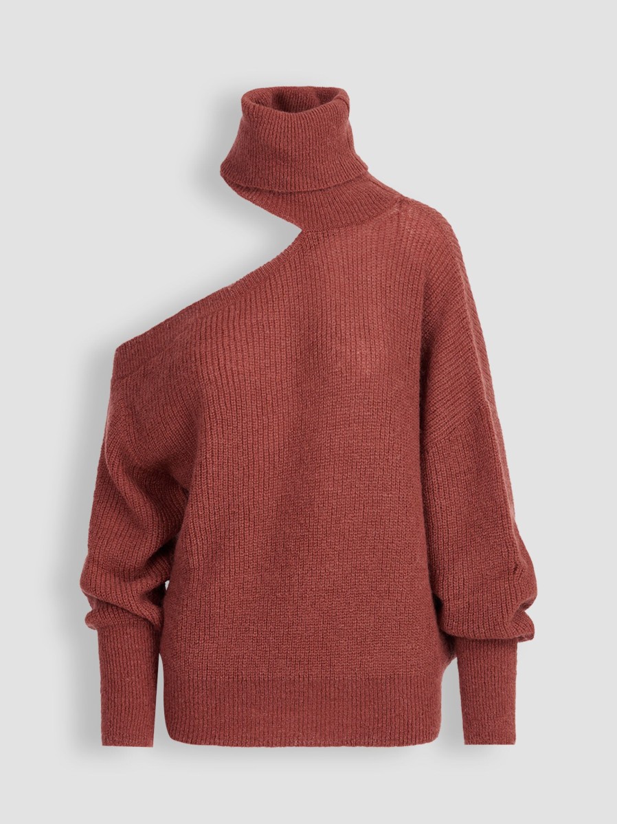 Women Essentiel Antwerp Sweaters And Cardigans | Effectif, Alpaca Mix Turtleneck Stone Red