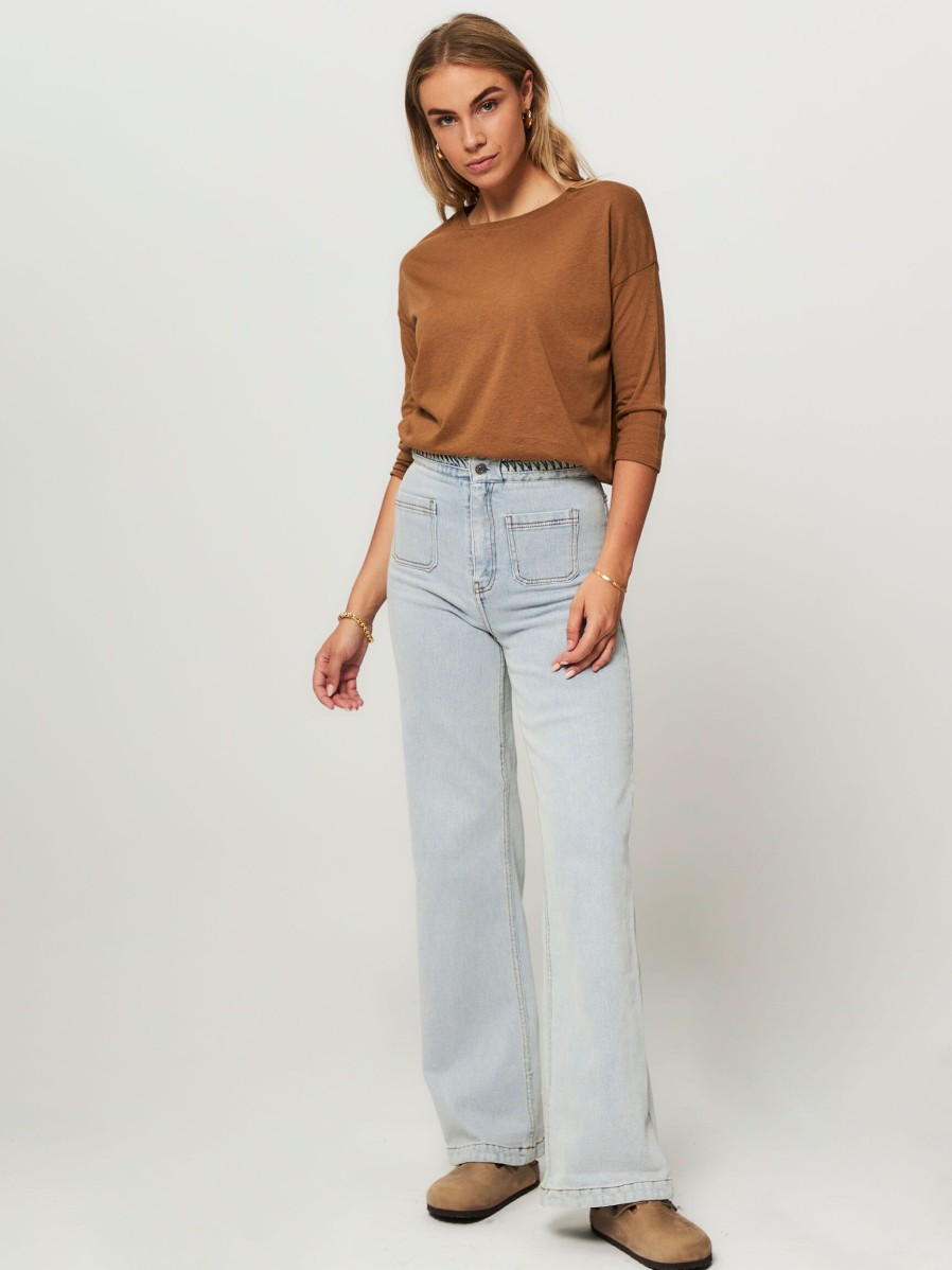 Women Majestic Filatures Tops And Blouses | Cotton/Cashmere Mix Slub Top Camel