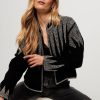 Women forte_forte Blazers And Jackets | Velvet Cropped Jacket With Beads Black