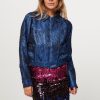 Women Lollys Laundry Blazers And Jackets | Kingston, Woven Metallic Jacket With Pattern Blue