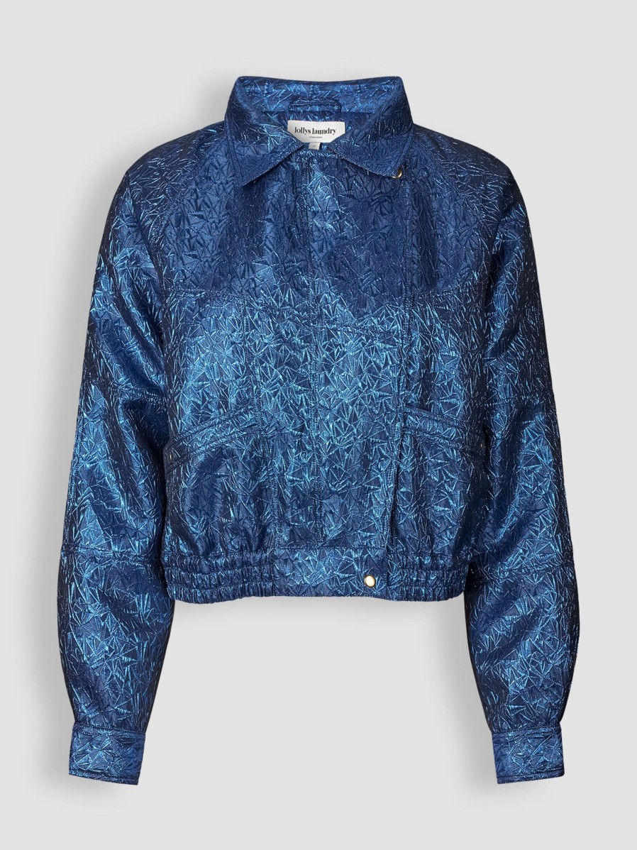 Women Lollys Laundry Blazers And Jackets | Kingston, Woven Metallic Jacket With Pattern Blue