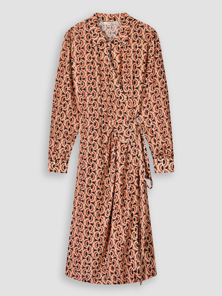 Women Summum Dresses And Tunics | Viscose Wrap Over Dress With Print Orange