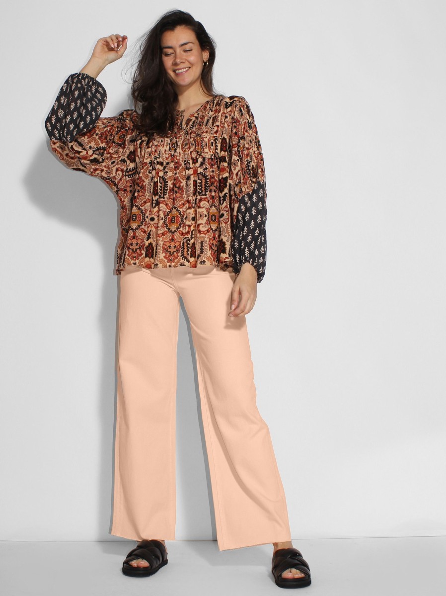 Women Scotch & Soda Women Jeans | Organic Cotton High Waist Wide Leg Jeans Peach