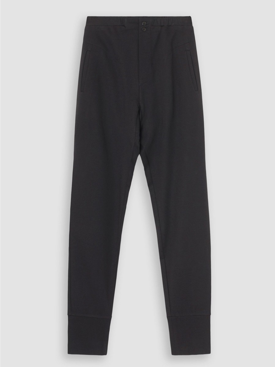 Women Graumann Pants And Jumpsuits | Risse, Viscose Mix Jersey Trousers Dark Grey