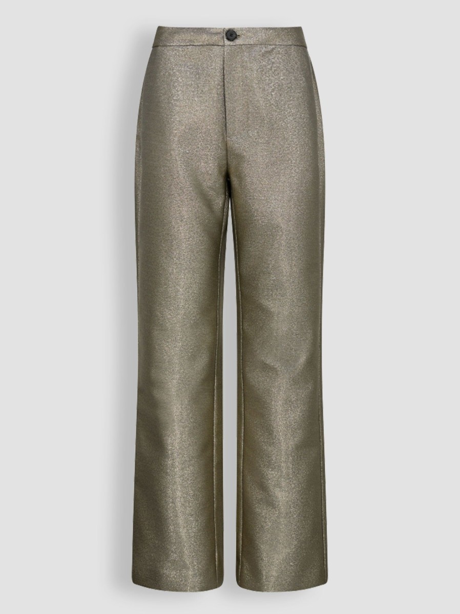 Women Co'Couture Pants And Jumpsuits | Sparkle, Woven Wide Leg Trousers With Lurex Gold Colour