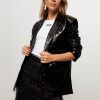 Women Gestuz Blazers And Jackets | Anafee, Patent Leather Croco Blazer Black