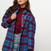 Women Sea Me Happy Blazers And Jackets | Bobby, Wool Overshirt With Checkered Pattern Blue