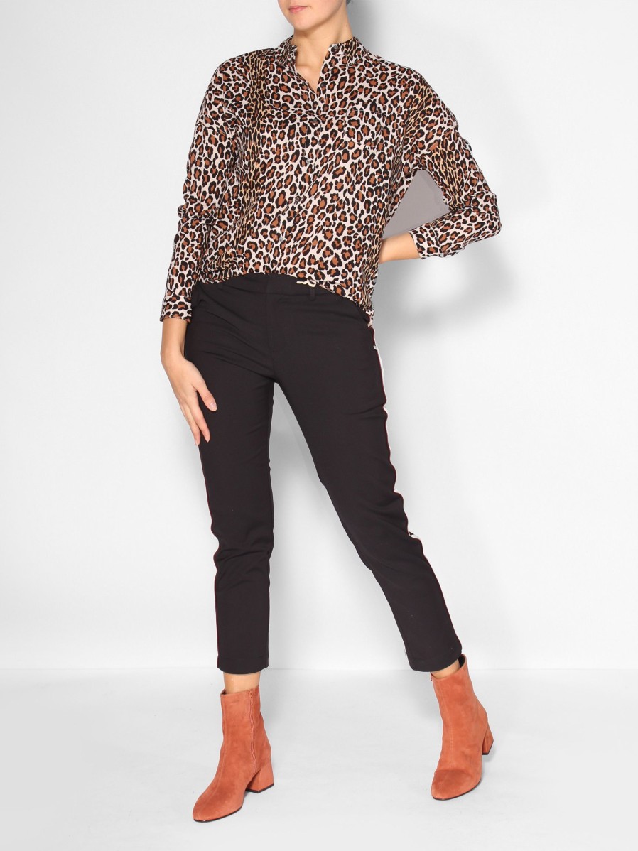 Women Scotch & Soda Women Pants And Jumpsuits | Cotton Mix Trousers With Trim Black