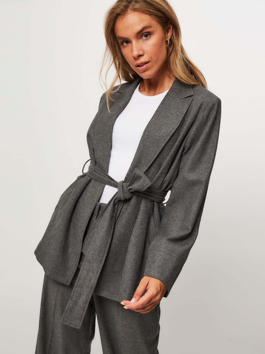 Women Zenggi Blazers And Jackets | Viscose Mix Melange Jacket Grey