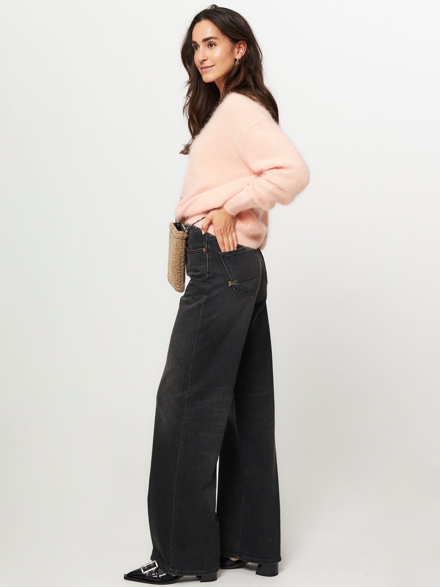 Women Denham Jeans | Keira, High Waist Wide Leg Jeans Black