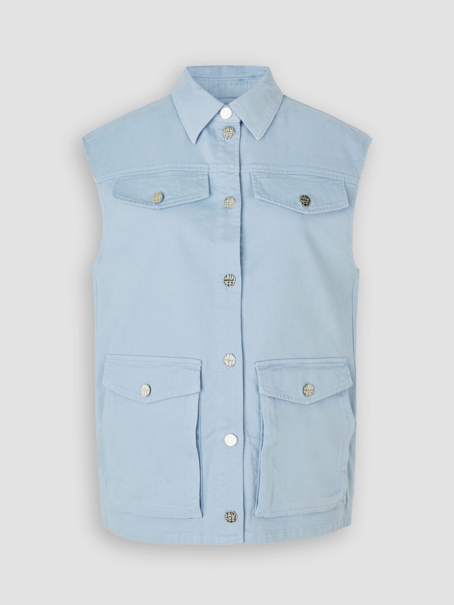 Women Baum und Pferdgarten Blazers And Jackets | Bodu, Organic Cotton Gilet Light Blue