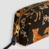 Women Wouf Bags | Salome, Woven Make-Up Bag With Print Black