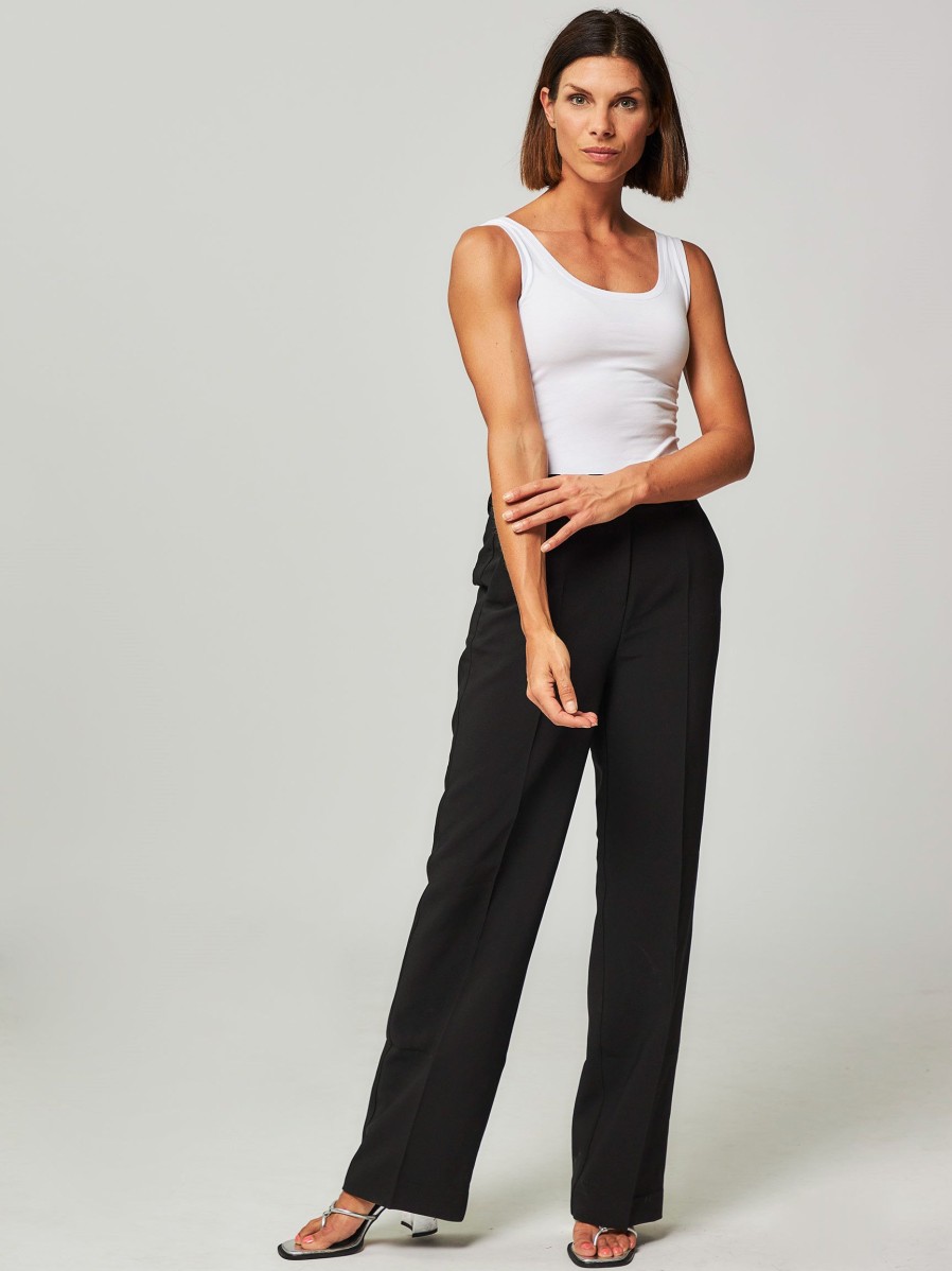 Women Modstrom Pants And Jumpsuits | Gale, Rayon Mix Trousers Black