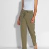 Women Humanoid Pants And Jumpsuits | Coretta, Cotton Mix Relaxed Fit Trousers Army