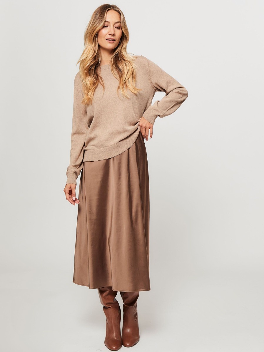 Women Munthe Skirts | Babe, Viscose Mix A-Line Shiny Skirt Camel