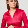 Women Samsoe Samsoe Tops And Blouses | Ivana, Woven Shiny Top With Structure Bright Pink