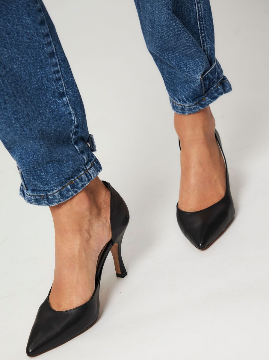 Women Silver Grace Pumps And Slingbacks | Houston, Leather Pumps Black