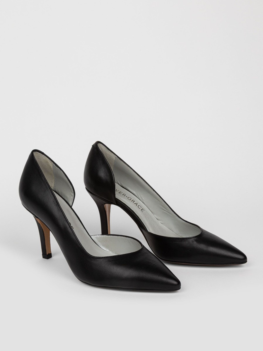 Women Silver Grace Pumps And Slingbacks | Houston, Leather Pumps Black