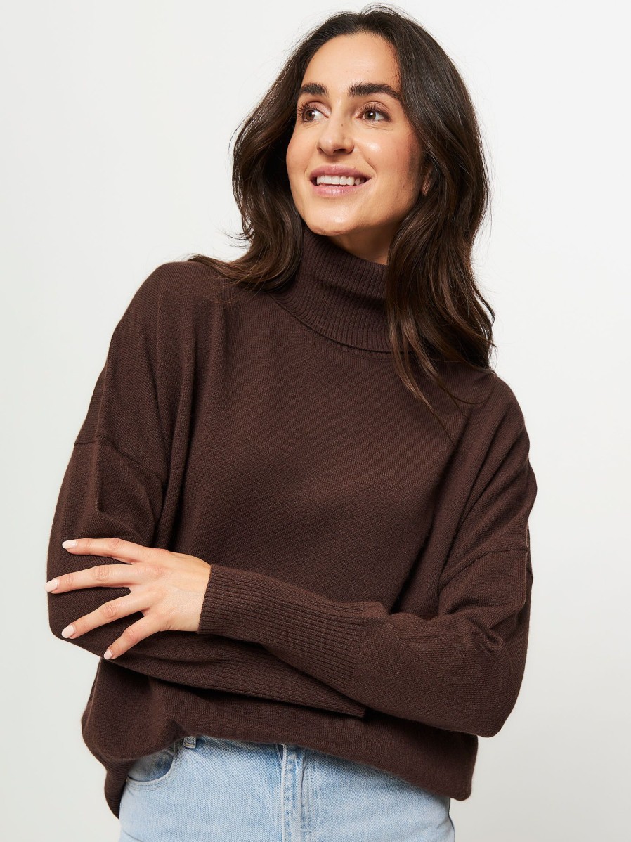 Women Majestic Filatures Sweaters And Cardigans | Cashmere Turtleneck Dark Brown