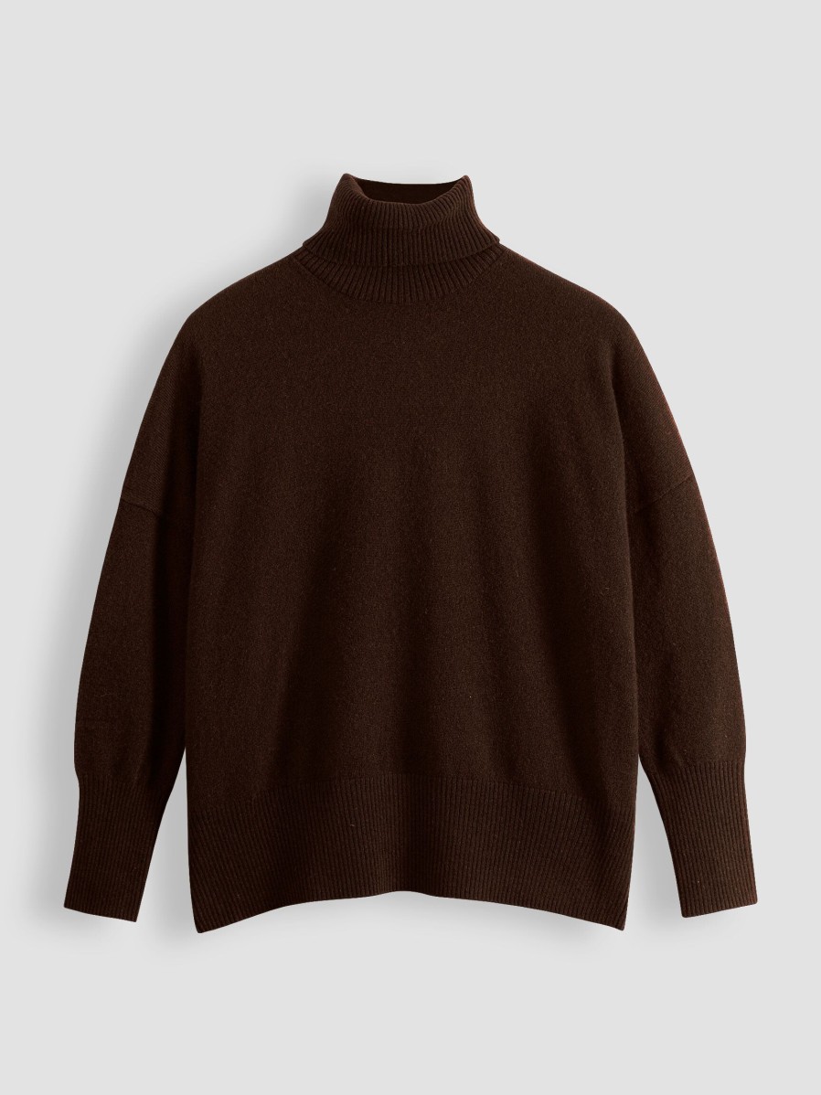 Women Majestic Filatures Sweaters And Cardigans | Cashmere Turtleneck Dark Brown