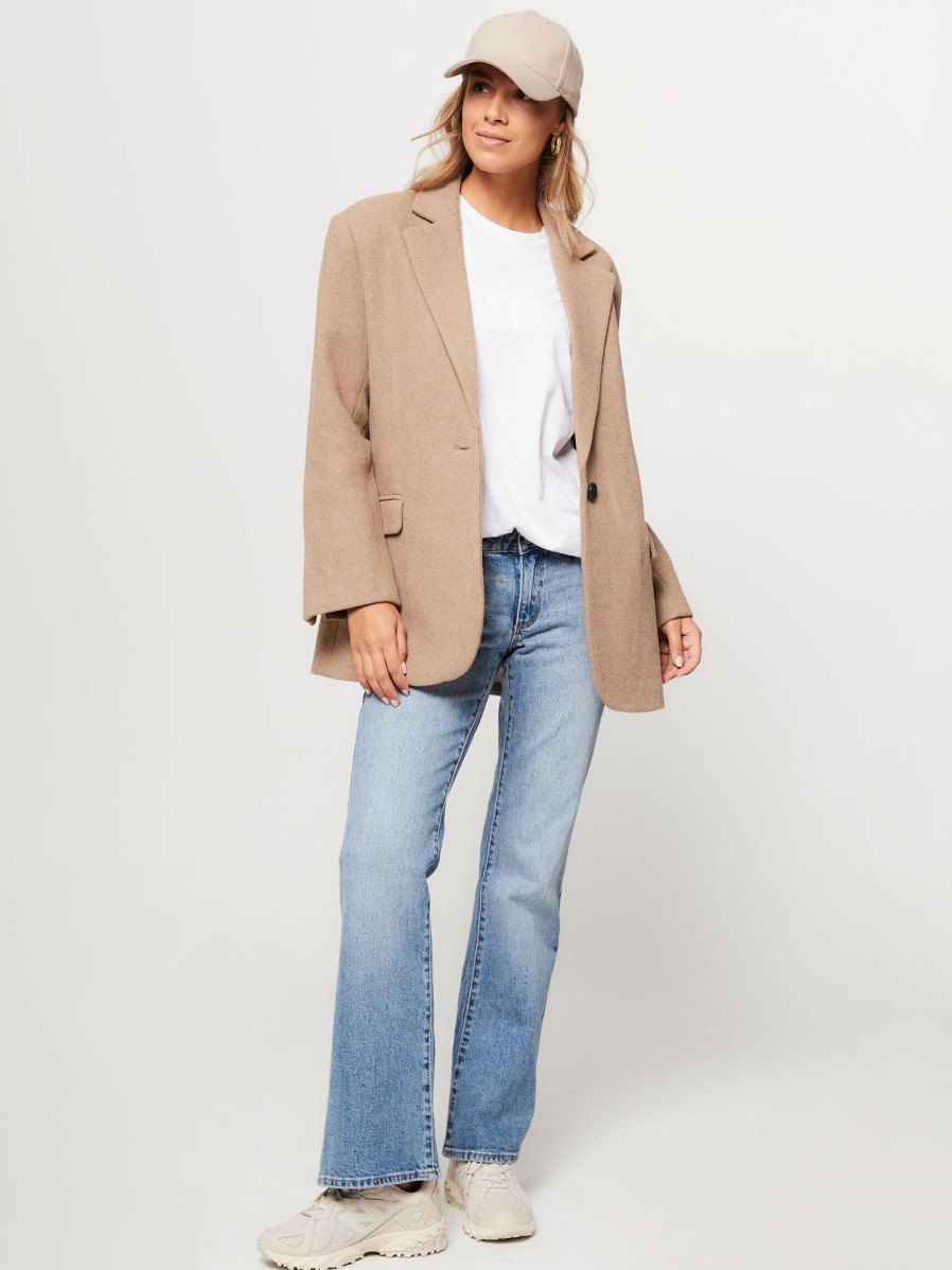 Women Second Female Blazers And Jackets | Esla, Wool Mix Blazer Sand