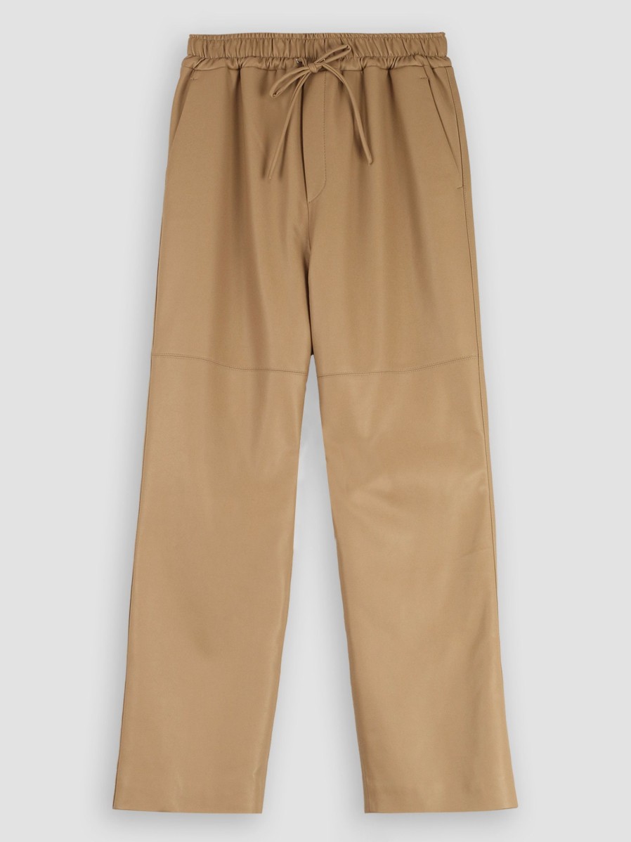 Women Isabelle Blanche Paris Pants And Jumpsuits | Viscose Mix Leatherlook Trousers Camel