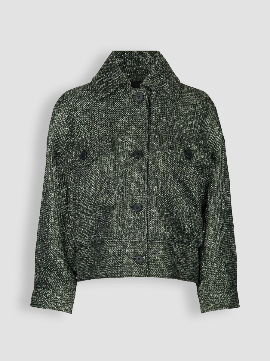 Women Second Female Blazers And Jackets | Larca, Wool Mix Melange Boucle Jacket Dark Green