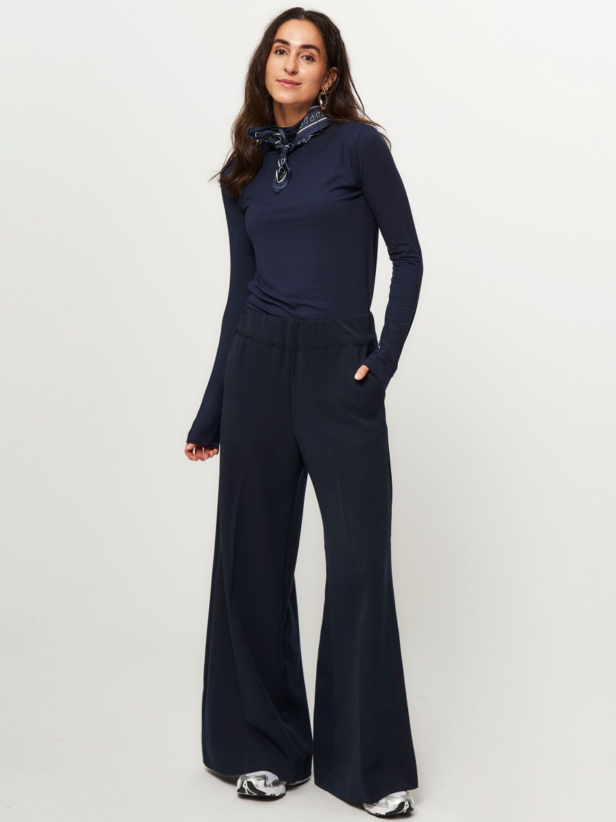 Women Sea Me Happy Pants And Jumpsuits | Super Woody, Viscose Mix Palazzo Dark Blue