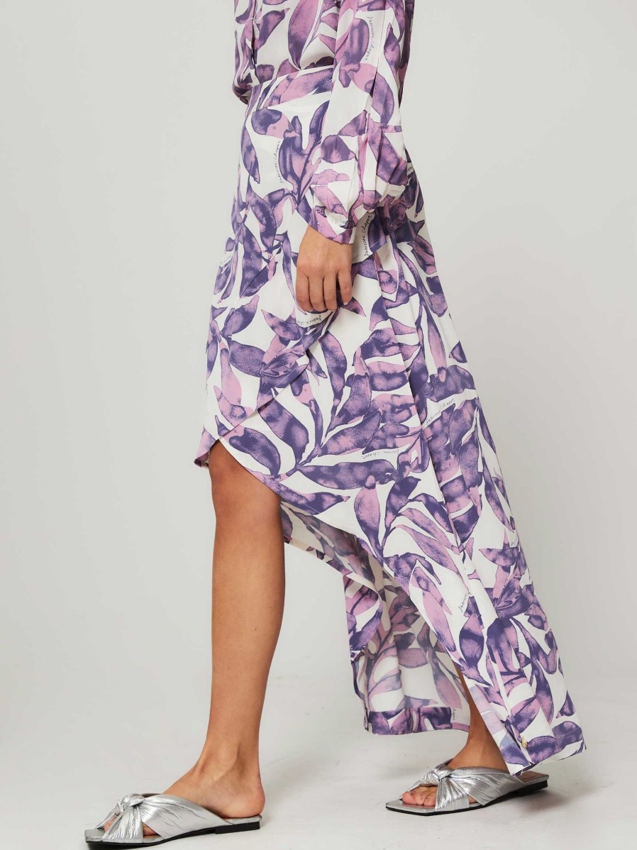 Women Fabienne Chapot Skirts | Kaia, Viscose Skirt With Print Purple