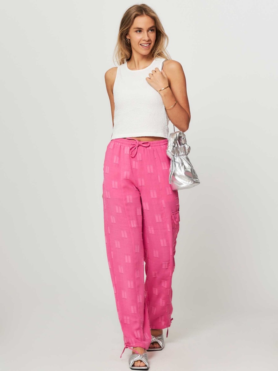 Women Hofmann Copenhagen Pants And Jumpsuits | Octavia, Woven Cargo Trousers With Pattern Pink