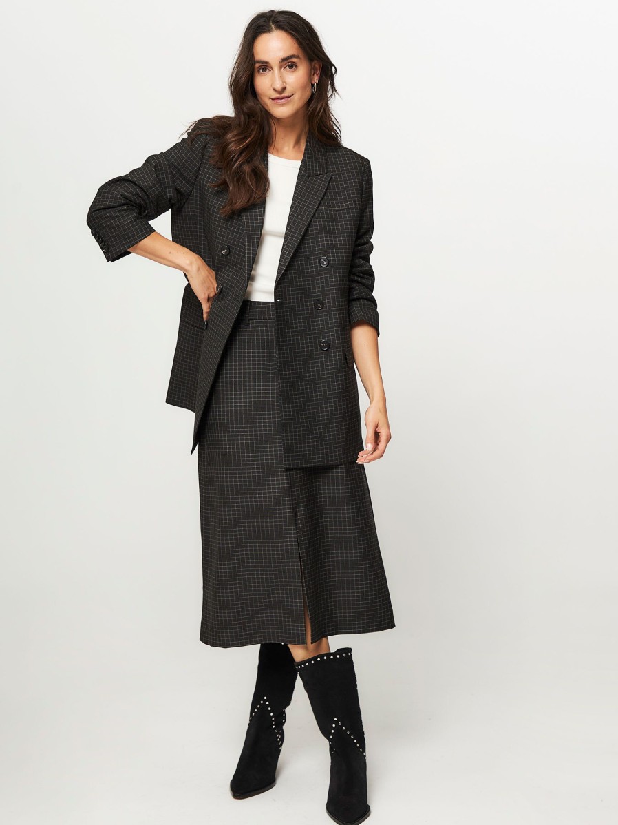 Women Munthe Blazers And Jackets | Eddison, Viscose Mix Blazer With Pattern Black