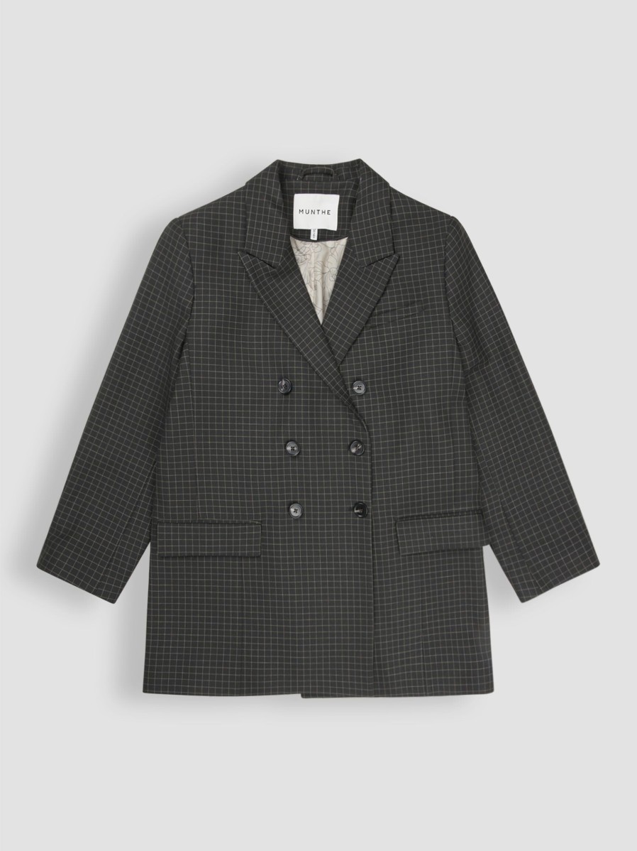 Women Munthe Blazers And Jackets | Eddison, Viscose Mix Blazer With Pattern Black