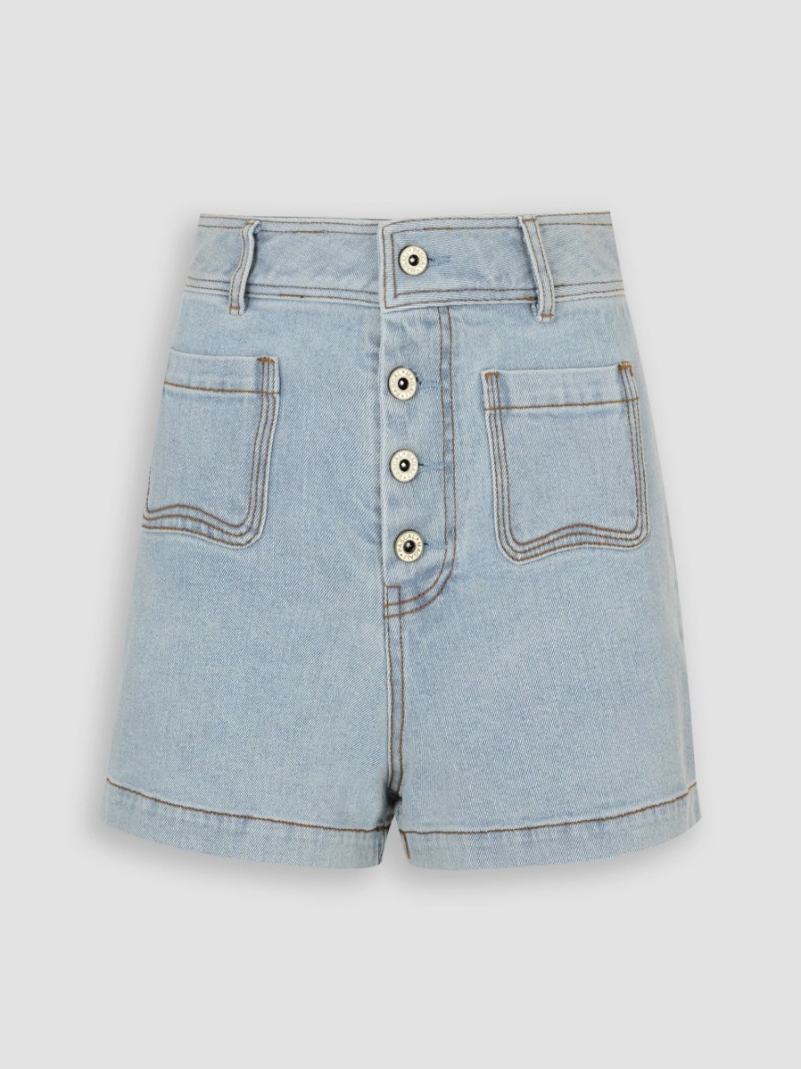 Women Magali Pascal Jeans | Janis, High Waist Stretch Shorts Light Blue